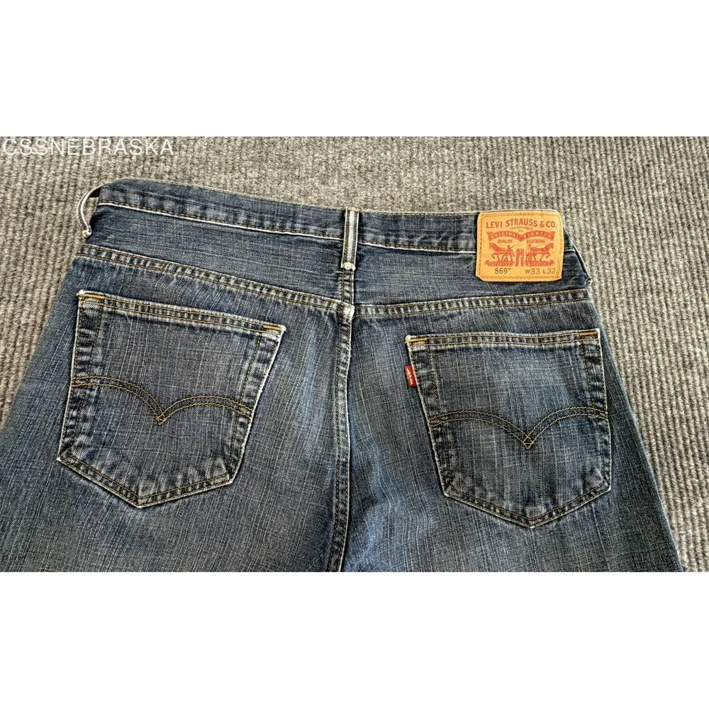 Levis 569 Mens Loose Straight Fit Denim Pants Medium Wash W33 L32 PC9-00569-0041